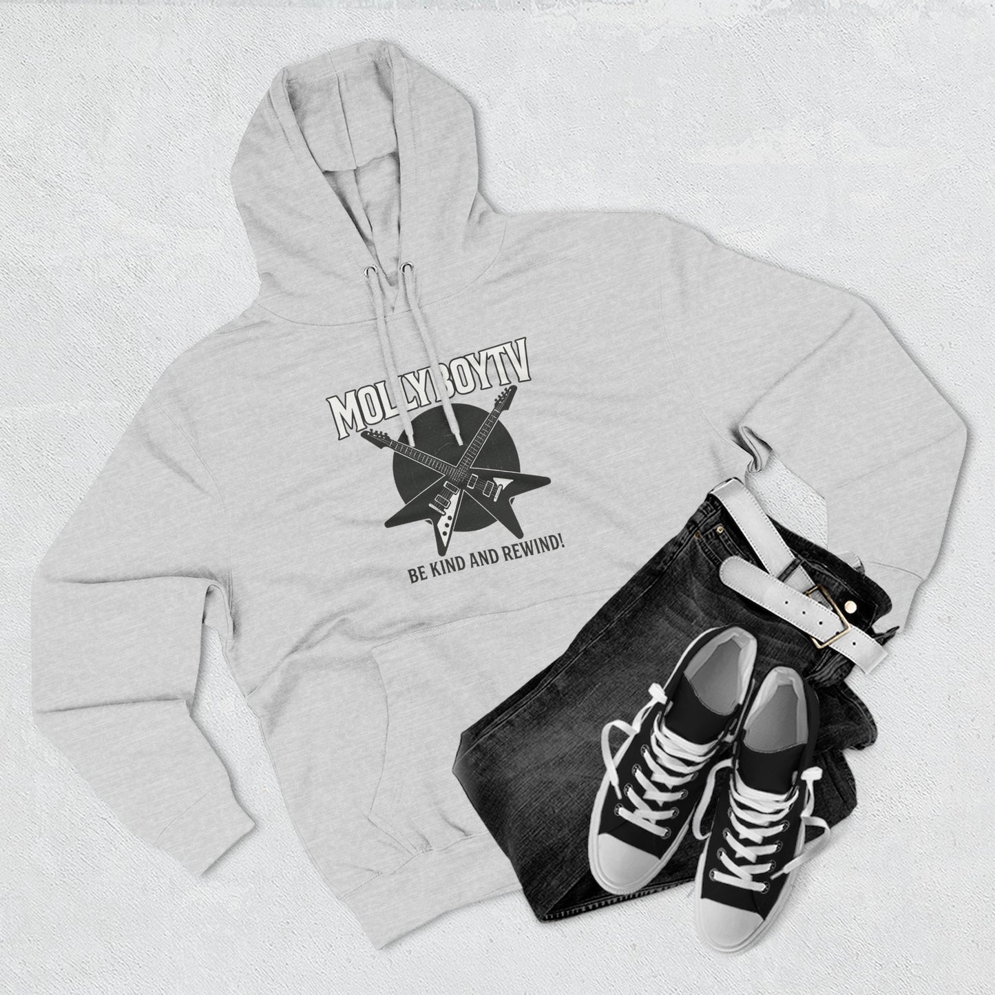 BE KIND AND REWIND Unisex Hoodie (Grey)