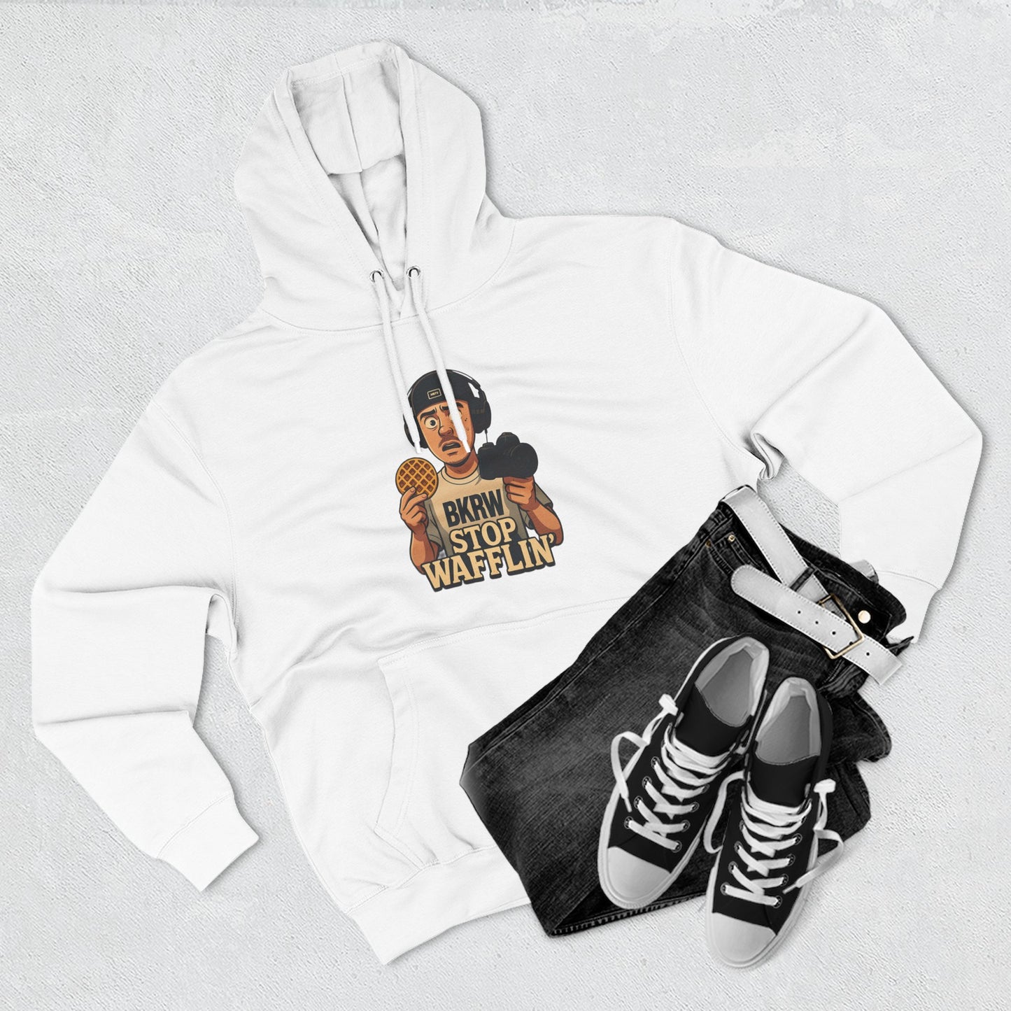 MollyBoyTV, Stop Wafflin' Unisex Hoodie (White)