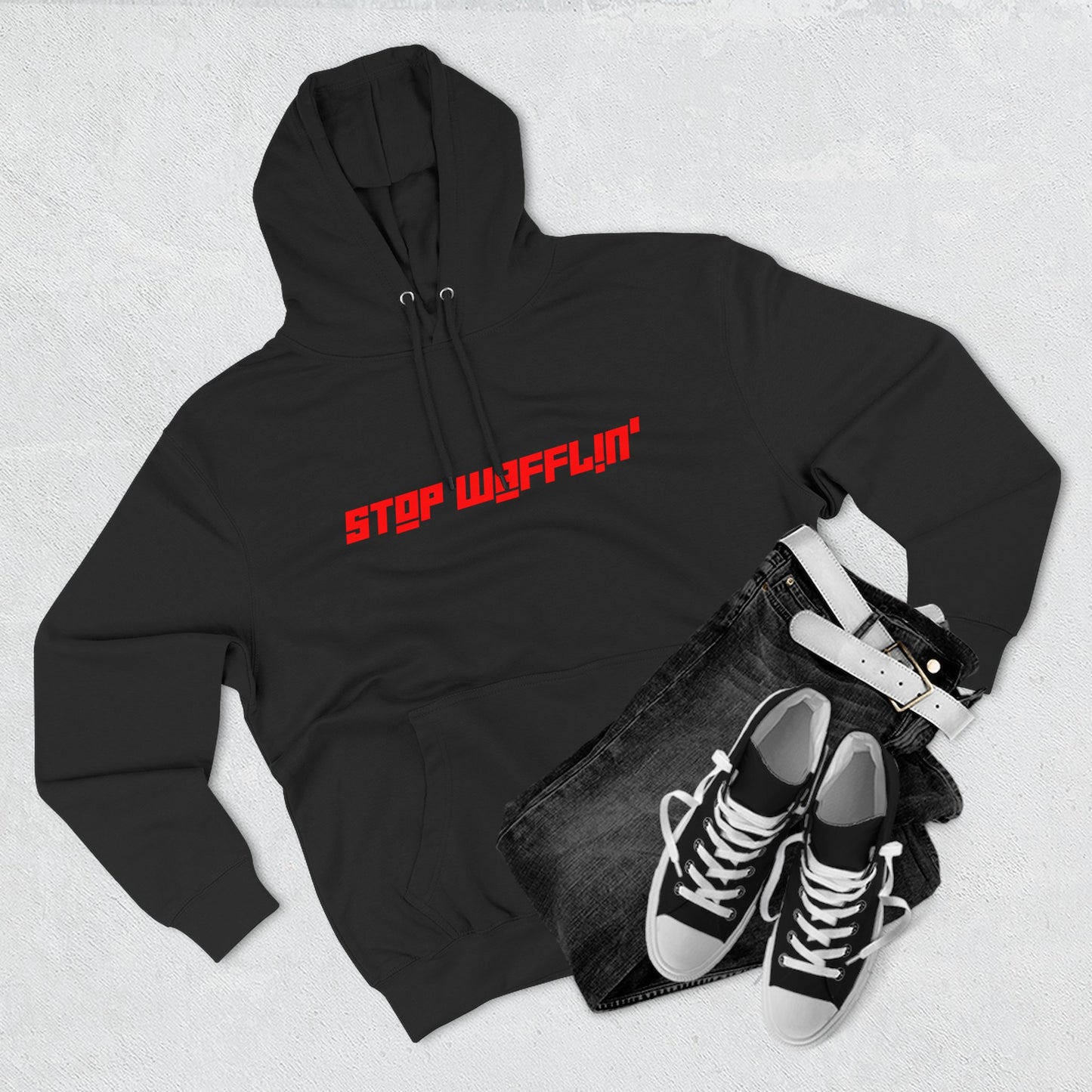 Stop Wafflin' Bold Unisex Hoodie (Black)