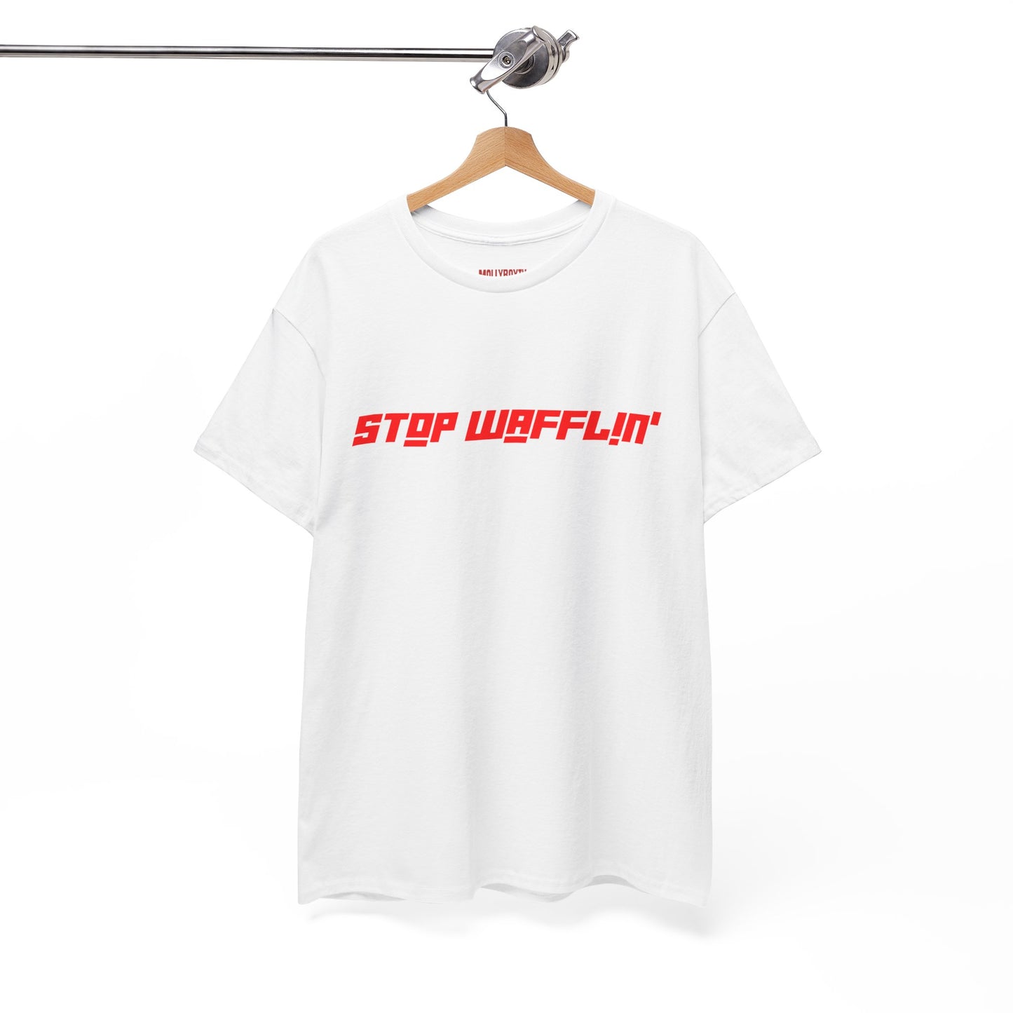 Stop Wafflin' Bold Unisex Tee (White_