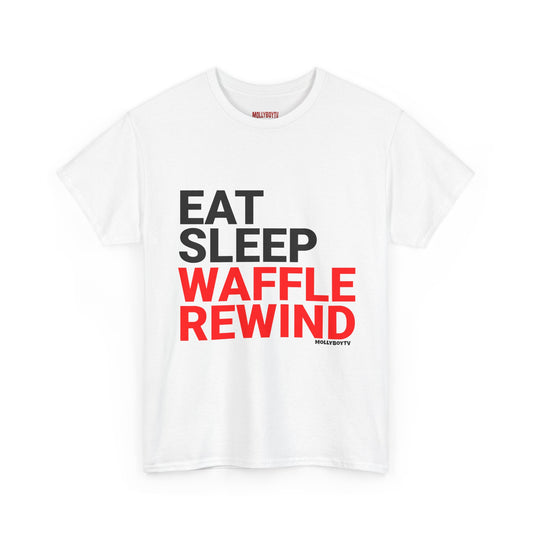 EAT, SLEEP, WAFFLE, REPEAT Unisex Tee (White)