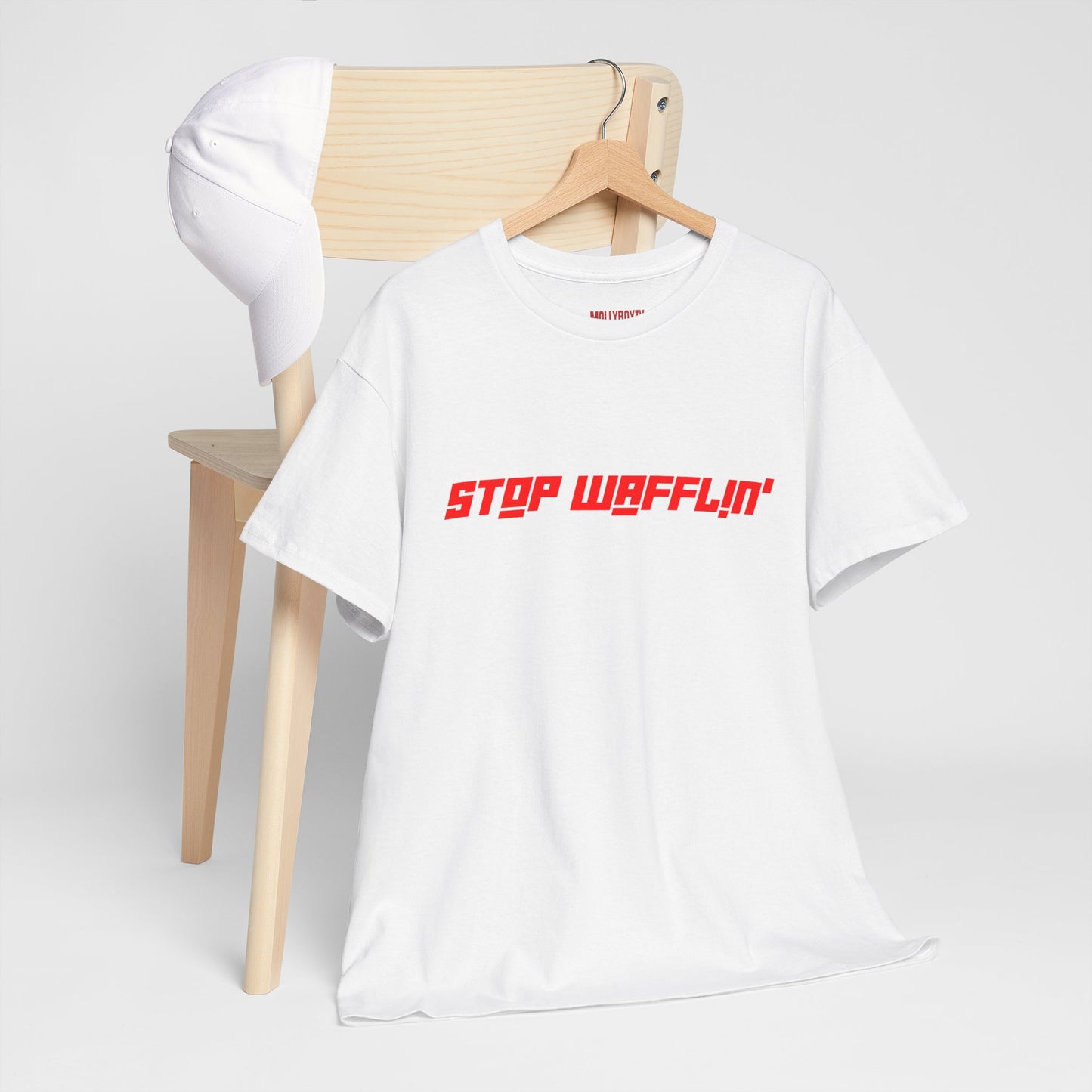 Stop Wafflin' Bold Unisex Tee (White_