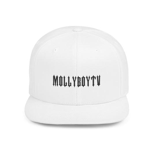 MollyBoyTV Embroidered Flat Bill Snapback Hat (White)