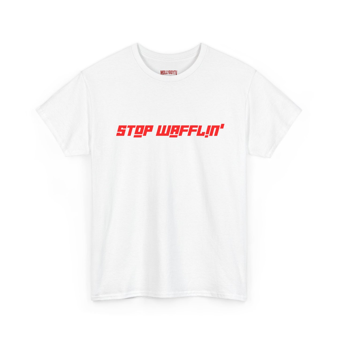 Stop Wafflin' Bold Unisex Tee (White_